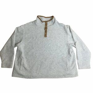 KOOLABURRA BY UGG Gray Tan Quilted Funnel Snap Neck Pullover Sweatshirt 2X